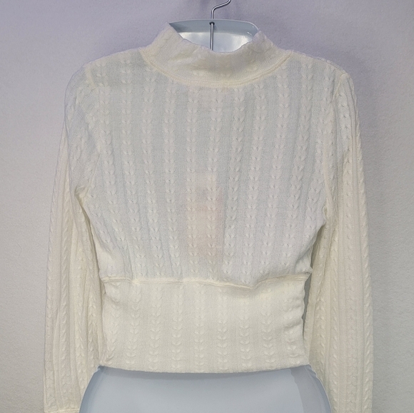Band of the Free by Band of Gypsies Raquel Ivory Ribbed Knit Sweater Size Small - Picture 2 of 10